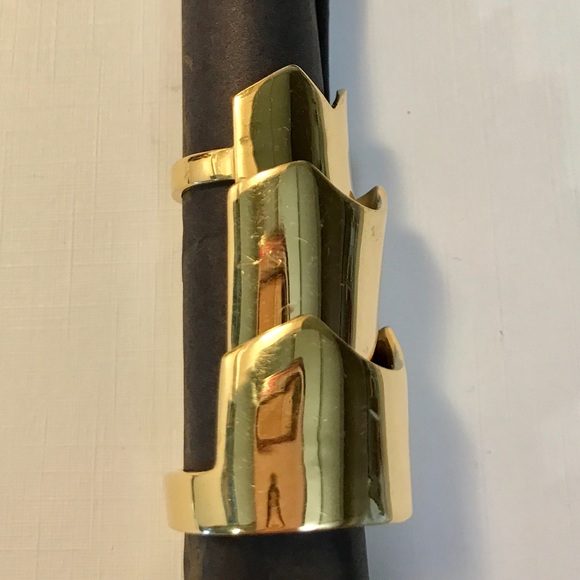 18k Gold plated Eddie Borgo hinged knuckle ring - Picture 6 of 7